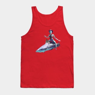 Cowboy Alien Riding Shark Tank Top